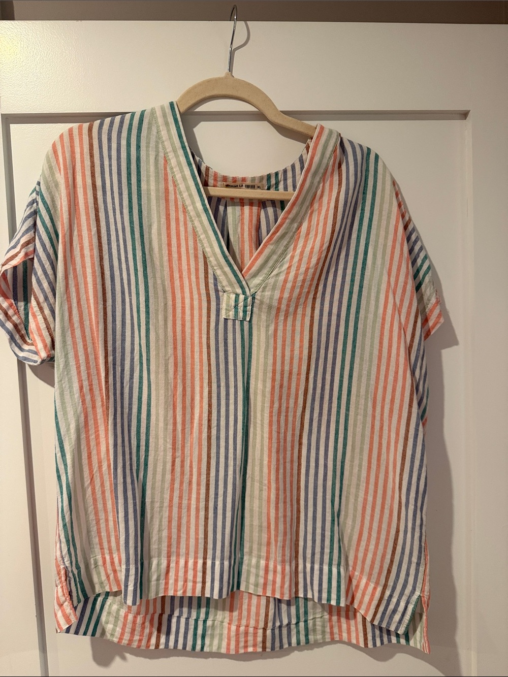 Marine Layer Multicolor Vertical Stripe V-Neck Tunic